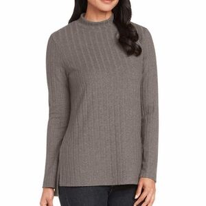 Matty M Ladies' Mock Neck Ribbed Tunic sweater
